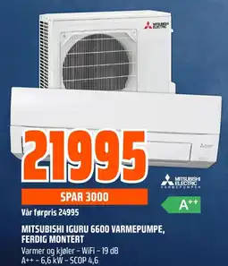 Coop Obs Mitsubishi iguru 6600 varmepumpe, ferdig montert tilbud