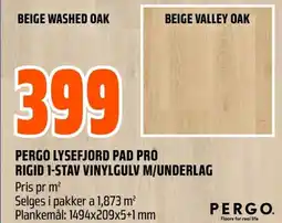 Coop Obs PERGO LYSEFJORD PAD PRO RIGID 1-STAV VINYLGULV M/UNDERLAG tilbud