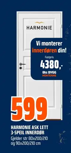 Coop Obs HARMONIE ASK LETT 3-SPEIL INNERDØR tilbud