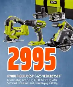 Coop Obs RYOBI R18DDJSCSP-242S VERKTØYSETT tilbud