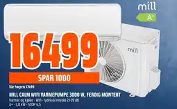 Coop Obs MILL CALM WIFI VARMEPUMPE 3800 W, FERDIG MONTERT Varmer og kjøler - Wifi - lydnivå innedel 21-39 dB tilbud