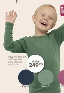 Sparkjøp Trøye med lang erm. 100% merinoull. tilbud