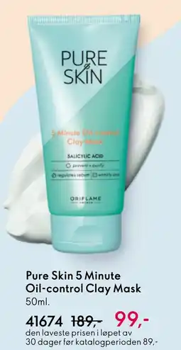 Oriflame PURE SKiN 5 Minute oil-control clay mask tilbud
