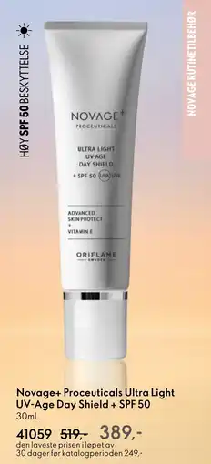 Oriflame Novage+ proceuticals ultra light uv-age day shield + spf 50 tilbud