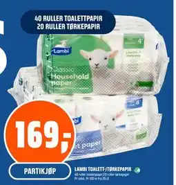Coop Obs LAMBI TOALETT-/TØRKEPAPIR, NOK 169 tilbud