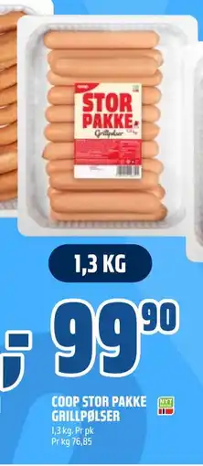 Coop Obs COOP STOR PAKKE GRILLPØLSER, NOK 99.9 tilbud