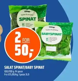Coop Obs SALAT SPINAT/BABY SPINAT, NOK 50 tilbud