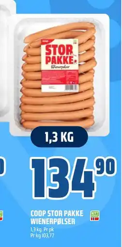 Coop Obs COOP STOR PAKKE WIENERPØLSER, NOK 134.9 tilbud