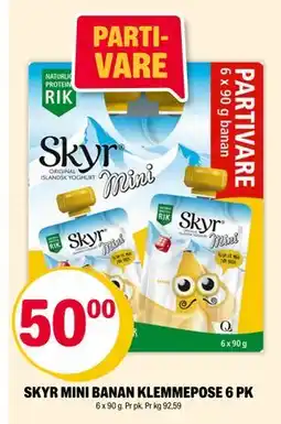 Coop Extra VARESKYR MINI BANAN KLEMMEPOSE 6 PK, NOK 50 tilbud