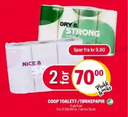 Coop Extra COOP TOALETT-/TØRKEPAPIR, NOK 70 tilbud