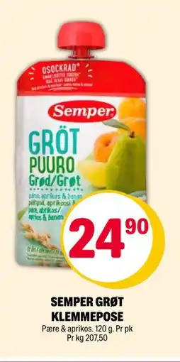 Coop Extra SEMPER GRØT KLEMMEPOSE, NOK 24.9 tilbud