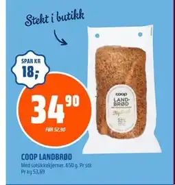 Coop Obs COOP LANDBRØD, NOK 34.9 tilbud