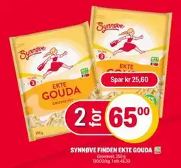 Coop Extra SYNNØVE FINDEN EKTE GOUDA, NOK 65 tilbud