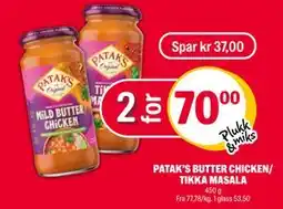 Coop Extra PATAK’S BUTTER CHICKEN/ TIKKA MASALA, NOK 70 tilbud