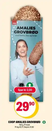 Coop Extra COOP AMALIES GROVBRØD, NOK 29.9 tilbud