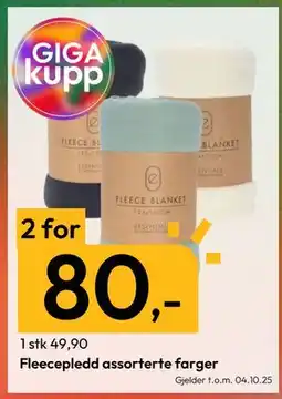 Gigaboks Fleecepledd assorterte farger, NOK 80 tilbud