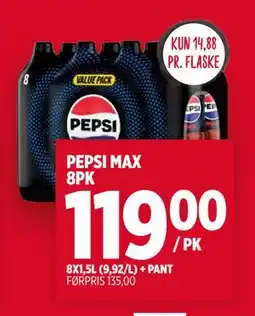 Meny PEPSI MAX 8PK, NOK 119 tilbud