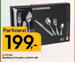 Gigaboks Bestikksett 24 deler rustfritt stål, NOK 199 tilbud