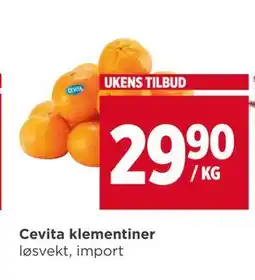 Meny Cevita klementiner, NOK 29.9 tilbud