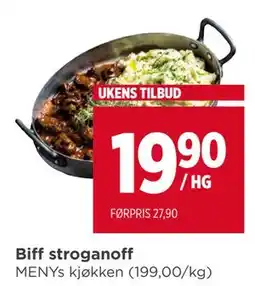 Meny Biff stroganoff, NOK 19.9 tilbud