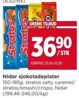 Meny Nidar sjokoladeplater, NOK 36.9 tilbud