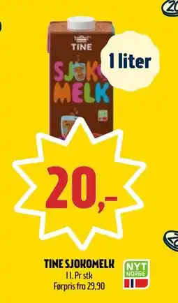 Coop Prix TINE SJOKOMELK, NOK 20 tilbud