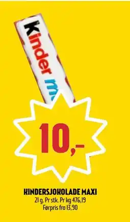 Coop Prix KINDERSJOKOLADE MAXI, NOK 10 tilbud