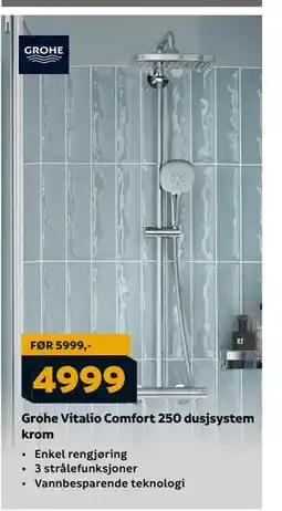 Megaflis Grohe Vitalio Comfort 250 dusjsystem krom, NOK 4999 tilbud