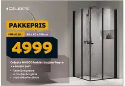 Megaflis Celeste MH200 leddet dusjdør høyre + venstre sort, NOK 4999 tilbud