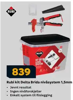 Megaflis Rubi kit Delta Brida nivåsystem 1,5mm, NOK 839 tilbud