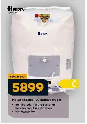 Megaflis Høiax RSB Eco 120 benkebereder, NOK 5899 tilbud
