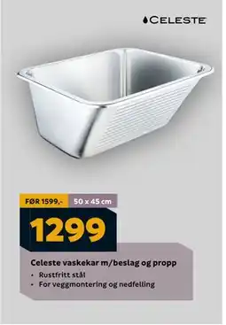 Megaflis Celeste vaskekar m/beslag og propp, NOK 1299 tilbud