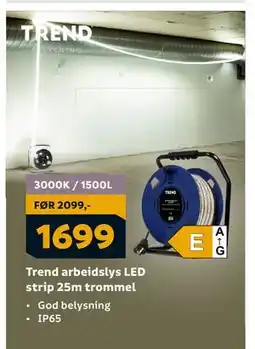 Megaflis Trend arbeidslys LED strip 25m trommel, NOK 1699 tilbud
