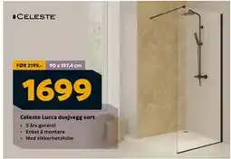 Megaflis Celeste Lucca dusjvegg sort, NOK 1699 tilbud