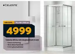 Megaflis Celeste Silvia rett dusjkabinett krom, NOK 4999 tilbud