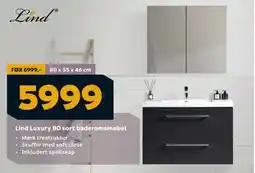 Megaflis Lind Luxury 80 sort baderomsmøbel, NOK 5999 tilbud