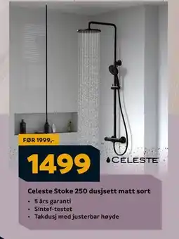 Megaflis Celeste Stoke 250 dusjsett matt sort, NOK 1499 tilbud