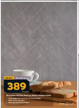 Megaflis BerryAlloc Kitchen Wall Lys Skifer Fiskeben Satin, NOK 389 tilbud