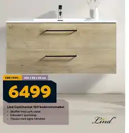 Megaflis Lind Continental 100 baderomsmøbel, NOK 6499 tilbud