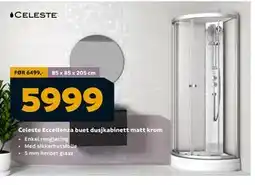 Megaflis Celeste Eccellenza buet dusjkabinett matt krom, NOK 5999 tilbud
