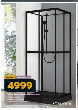Megaflis Celeste Serata rett dusjkabinett sort, NOK 4999 tilbud