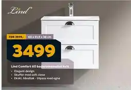 Megaflis Lind Comfort 60 baderomsmøbel hvit, NOK 3499 tilbud