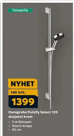 Megaflis Hansgrohe Pulsify Select 105 dusjsett krom, NOK 1399 tilbud