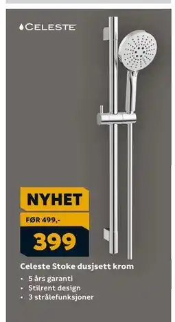 Megaflis Celeste Stoke dusjsett krom, NOK 399 tilbud