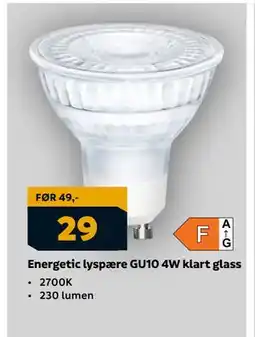 Megaflis Energetic lyspære GU10 4W klart glass, NOK 29 tilbud