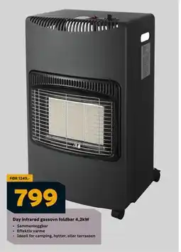 Megaflis Day infrarød gassovn foldbar 4,2kW, NOK 799 tilbud