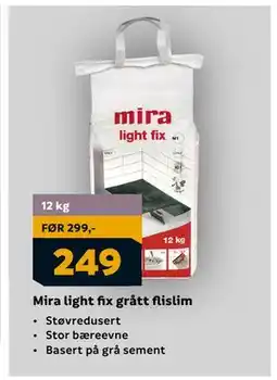 Megaflis Mira light fix grått flislim, NOK 249 tilbud