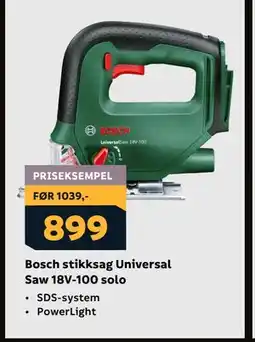 Megaflis Bosch stikksag Universal Saw 18V-100 solo, NOK 899 tilbud