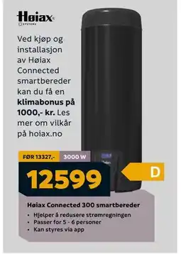 Megaflis Høiax Connected 300 smartbereder, NOK 12599 tilbud