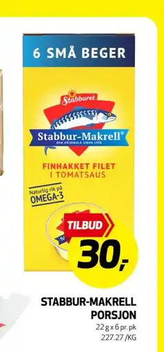 Bunnpris Stabbur-Makrell Porsjon, NOK 30 tilbud